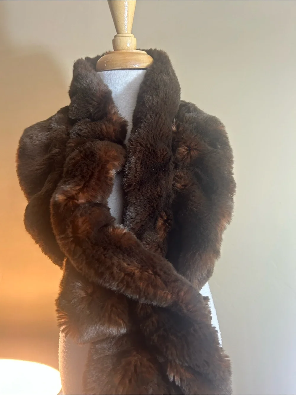 Fabulous Furs Dark Brown Faux Fur Scarf